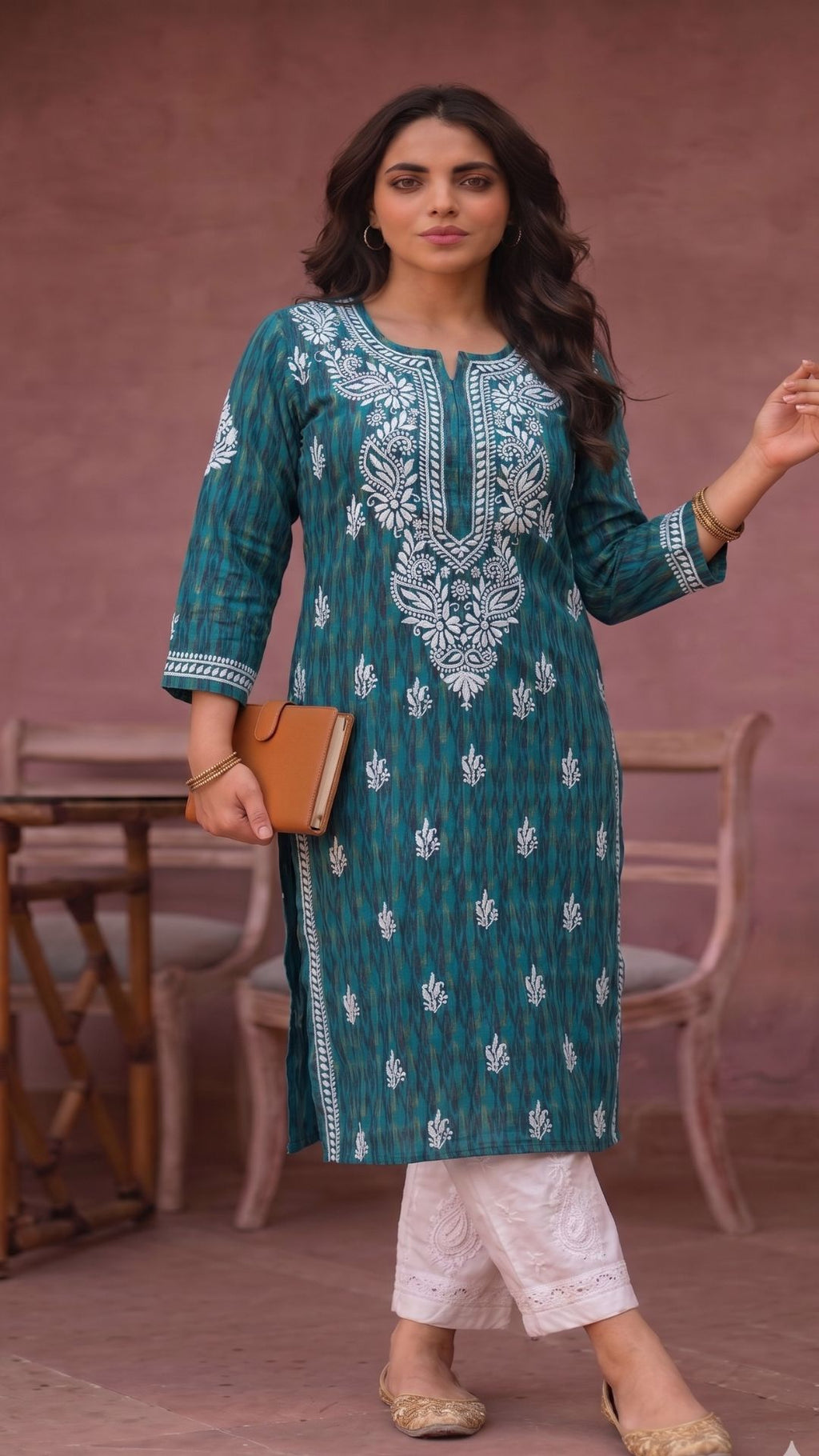 NeelNazakat – Chikankari Jacquard Khadi Kurti